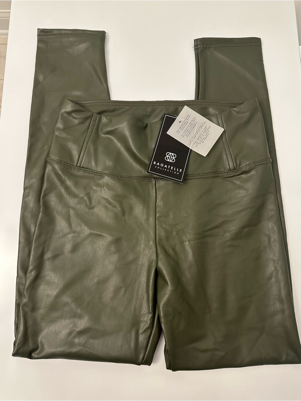 NEW Bagatelle Olive Green Faux Leather Leggings